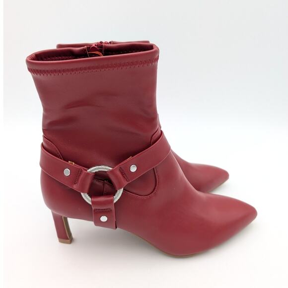DV Dolce Vita Gavani Ankle Heel Boots Side Zip Women's Red Size US7 EU38 - Picture 3 of 16